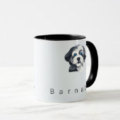 Modern Aussiedoodle Art Mug - Blue Merle Geometric マグカップ (正面右)