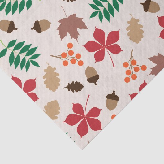 Modern Autumn Leaves and Acorns Pattern 薄葉紙 (詳細)