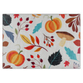 Modern Autumn Pumpkin Leaf Pattern カッティングボード (正面)