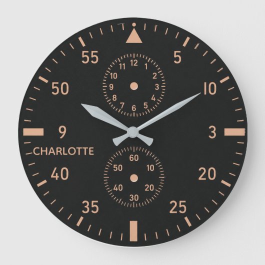Modern Aviation Instrument Pilot Chronograph ラージ壁時計 (正面)