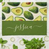 Modern avocado pattern script name キッチンタオル (折り畳み)