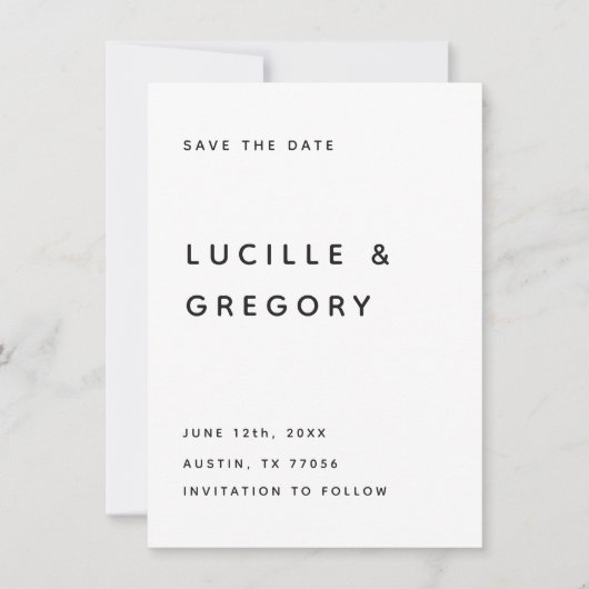 Modern B&W Editorial All Caps セーブザデート (正面)