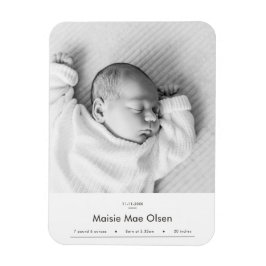 Modern Baby Birth Announcement Photo Card マグネット
