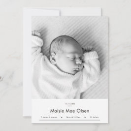 Modern Baby Birth Announcement Photo Card 案内状