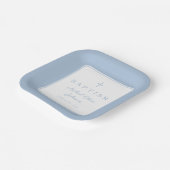 Modern Baby Blue Religius Cross Boy Baptism ペーパープレート (傾斜あり)