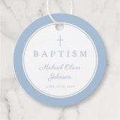 Modern Baby Blue Thank You Baptism フェイバータグ (正面)