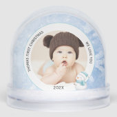 Modern Baby Boy First Christmas Photo Icy Blue  (正面)