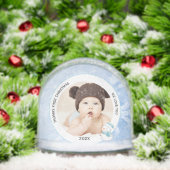 Modern Baby Boy First Christmas Photo Icy Blue  (クリスマス)