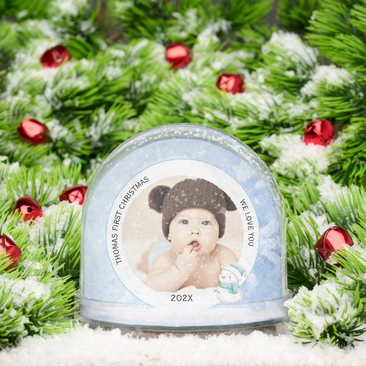 Modern Baby Boy First Christmas Photo Icy Blue  (クリスマス)