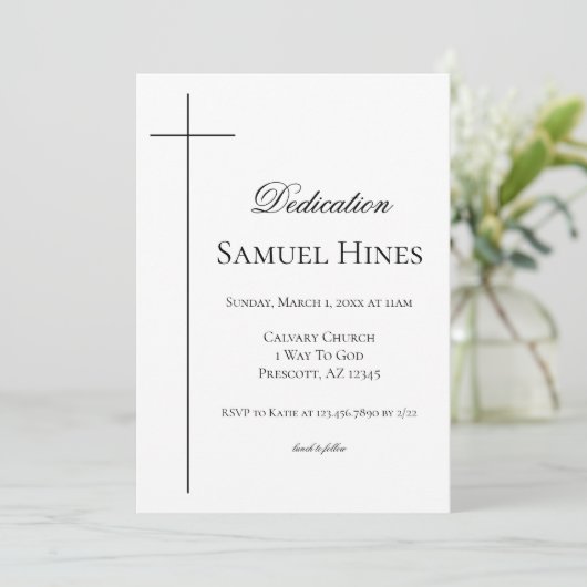 Modern Baby Dedication Invitation Cross Template 招待状 (スタンド正面)