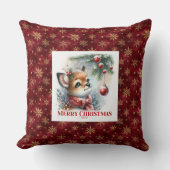 Modern Baby Deer Snowy Forest Kids Gift Christmas  クッション (正面)