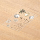 Modern Baby it's cold outside gender neutral アクリル招待状 (レイダウン)