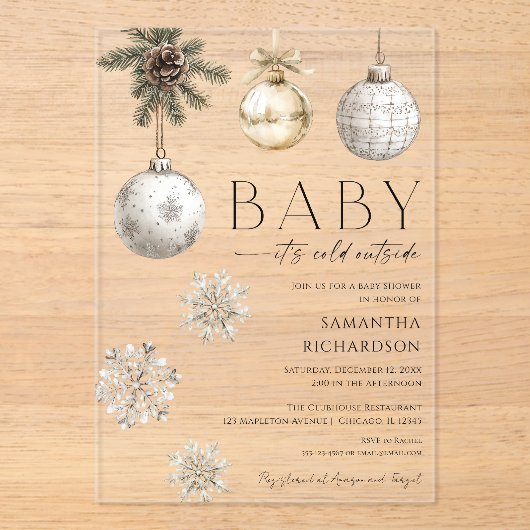 Modern Baby it's cold outside gender neutral アクリル招待状 (正面)