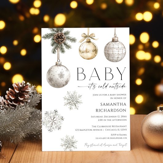 Modern Baby it's cold outside gender neutral 招待状