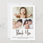Modern Baby Photo Collage Newborn Thank You Card サンキューカード (正面)