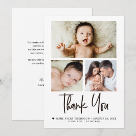 Modern Baby Photo Collage Newborn Thank You Card サンキューカード