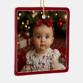Modern Baby Photo First Christmas as Grandparents セラミックオーナメント (右)