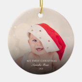 Modern Baby Photos First Christmas Holiday セラミックオーナメント (正面)