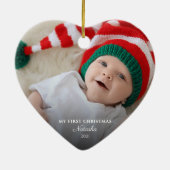 Modern Baby Photos First Christmas Personalized セラミックオーナメント (裏面)