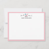 Modern Baby Pink Baby Carriage Nursery Note Card 招待状 (正面)