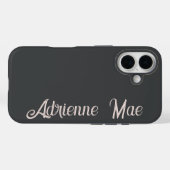 Modern Baby Pink Blush Script Monogram Name Case-Mate iPhoneケース (裏面 (横))