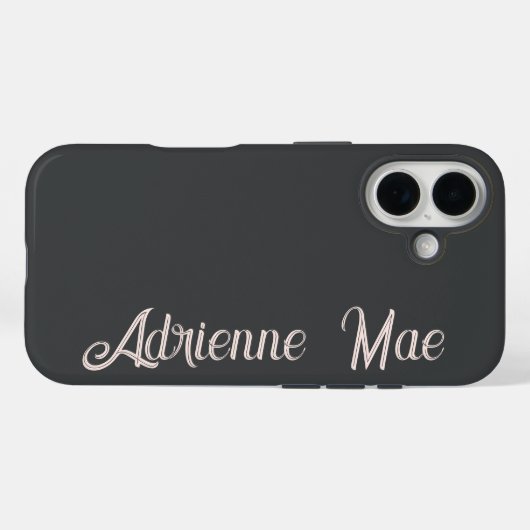 Modern Baby Pink Blush Script Monogram Name Case-Mate iPhoneケース (裏面 (横))