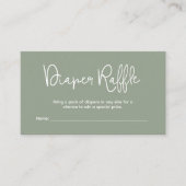 Modern Baby Shower Sage Green Diaper Raffle エンクロージャーカード (正面)