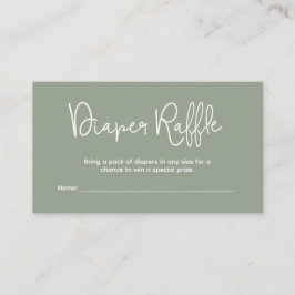 Modern Baby Shower Sage Green Diaper Raffle エンクロージャーカード