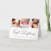 Modern Baby's First Christmas Custom 3 Photos シーズンカード (正面)