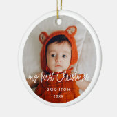 Modern Baby's first Christmas photo セラミックオーナメント (左)
