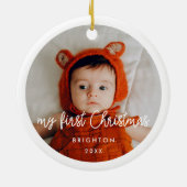 Modern Baby's first Christmas photo セラミックオーナメント (裏面)