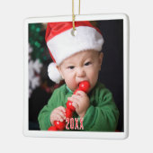 Modern Baby's First Christmas Photo Ceramic Cerami セラミックオーナメント (左)
