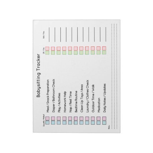 Modern Babysitting Tracker Task Planner ノートパッド (回転)