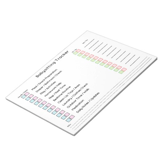 Modern Babysitting Tracker Task Planner ノートパッド (アングル)