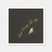 Modern Back & Gold Race Horse Derby Party スタンダードカクテルナプキン (正面)