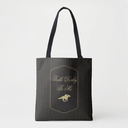Modern Back & Gold Race Horse Derby Party  トートバッグ (正面)