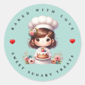Modern Baked With Love Bakery Sticker ラウンドシール (正面)