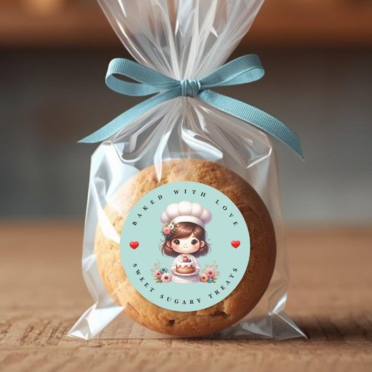 Modern Baked With Love Bakery Sticker ラウンドシール