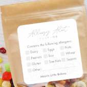 Modern Bakery Line Art Allergy Alert スクエアシール