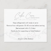 Modern Bakery Line Art Cake Care Instructions サンキューカード (正面)