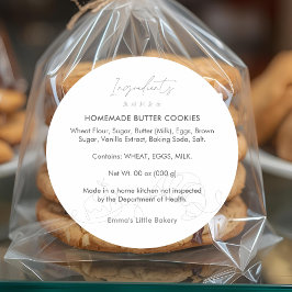 Modern Bakery Line Art Ingredient Product ラウンドシール