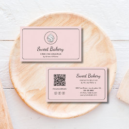 Modern Bakery Logo QR Code Pink 名刺