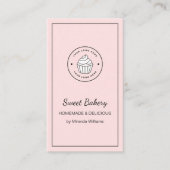 Modern Bakery Logo QR Social Media Icons Pink 名刺 (正面)