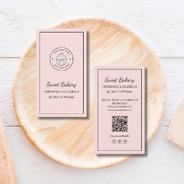 Modern Bakery Logo QR Social Media Icons Pink 名刺