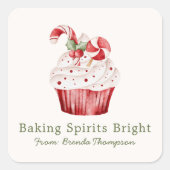 Modern Baking Spirits Bright Cute Cupcake Food スクエアシール (正面)