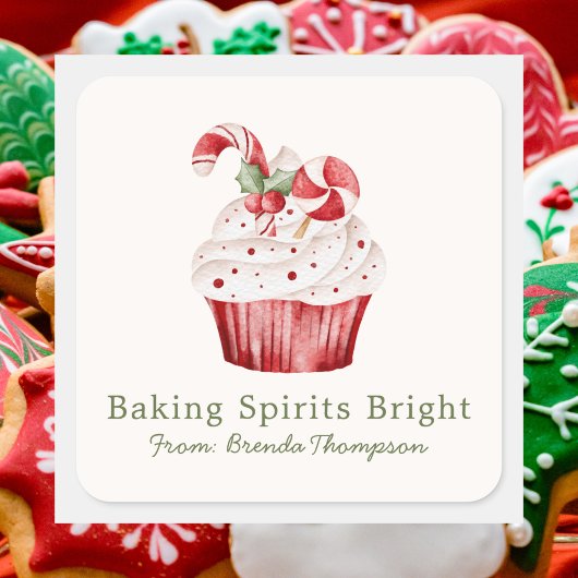 Modern Baking Spirits Bright Cute Cupcake Food スクエアシール