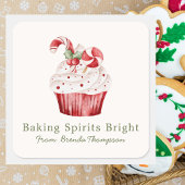 Modern Baking Spirits Bright Cute Cupcake Food スクエアシール