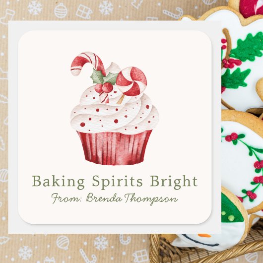 Modern Baking Spirits Bright Cute Cupcake Food スクエアシール