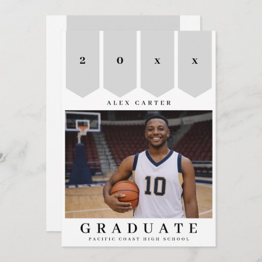 Modern Banner Graduate Announcement  招待状 (正面/裏面)