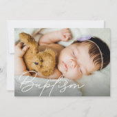 Modern Baptism Script Custom Photo サンキューカード (正面)